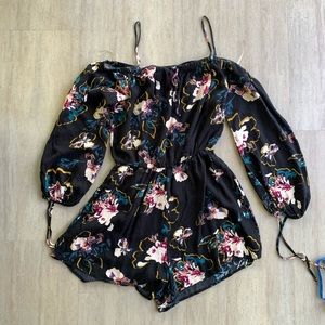 LUSH off the shoulder floral romper